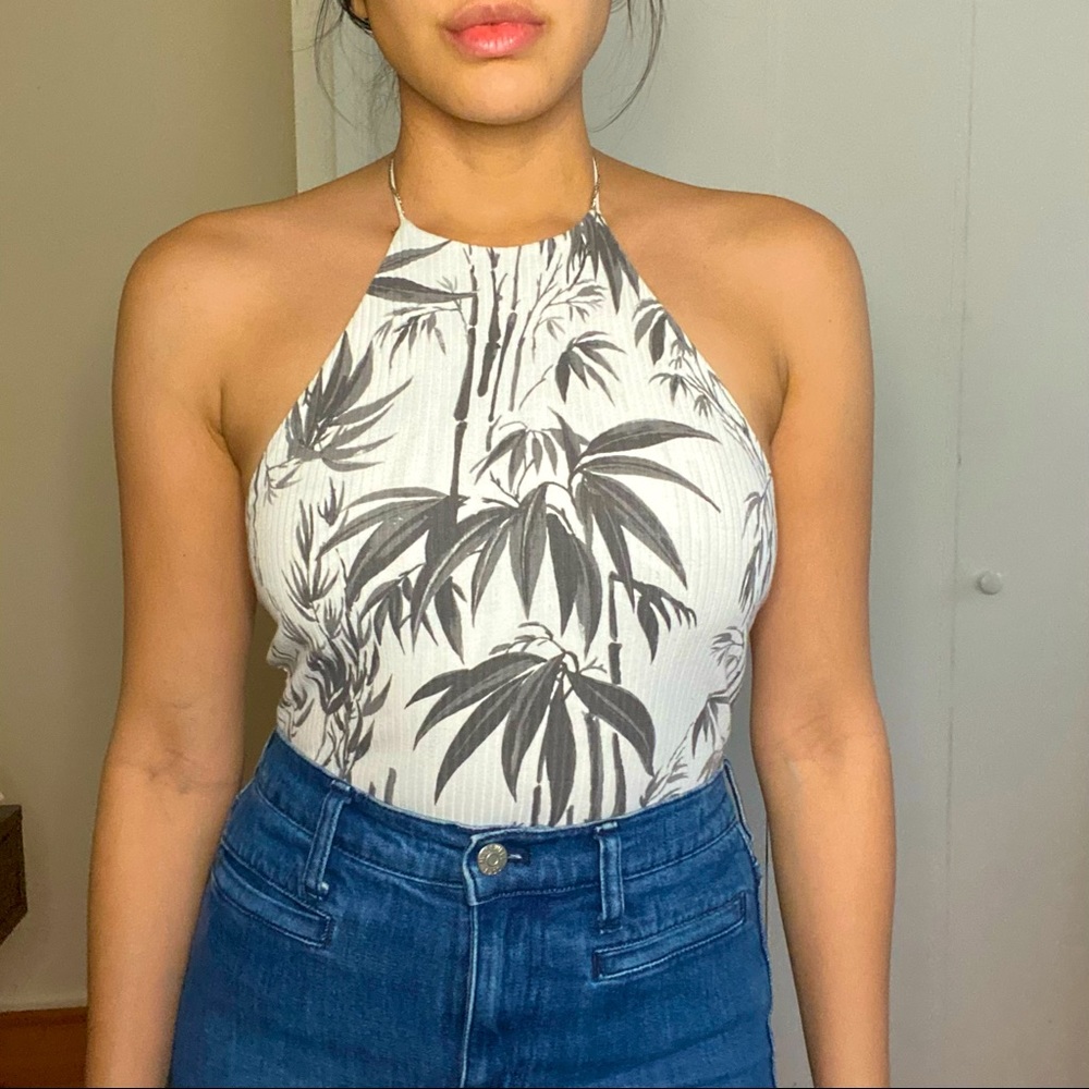 Tropical print halter top
